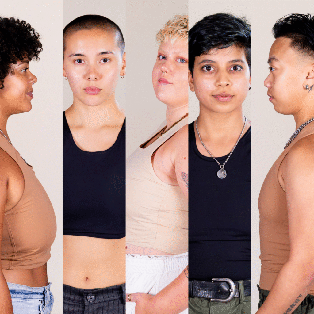 Varied people in binders