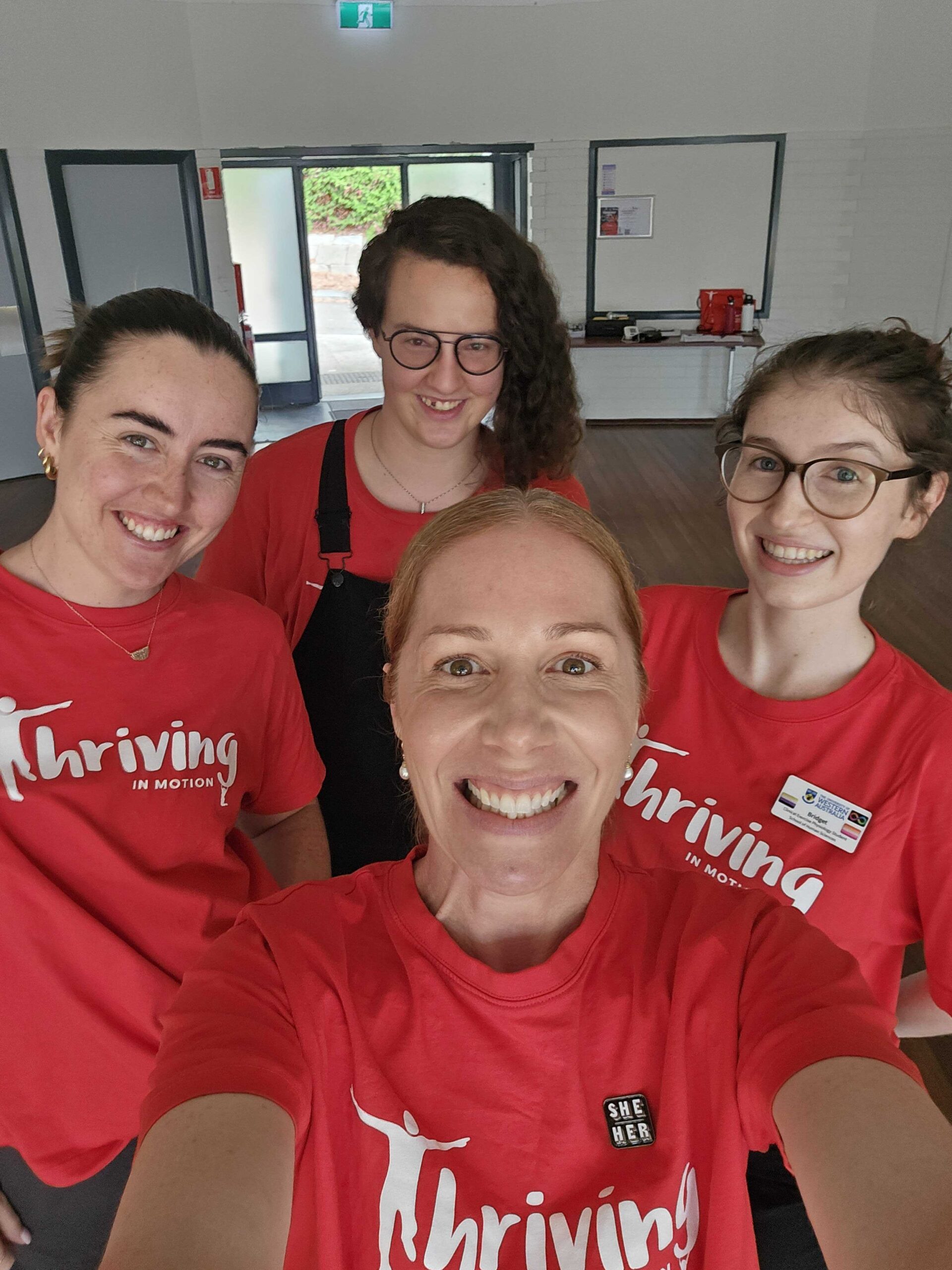 Felicity Austin, Ben Kramer, Kayleen and Bridget from the Youth Moves clinical team, ready to start a session